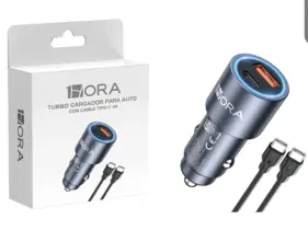 [cargador cable clavija usb iphone tipo c lightning carro coche] PLUG PARA AUTO DE 3A 1 HORA TIPO C Y USB (GAR241)