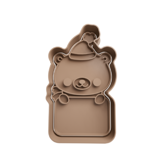 Osito de Navidad con Cartel Cortador de Galletas