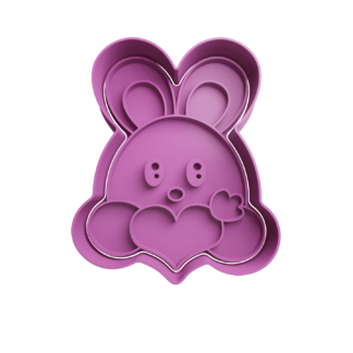 Cabeza de Conejo de Pascua con Corazon Cortador de Galletas