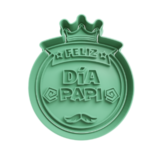 Corona y Mostacho Feliz día Papi Cortador de Galletas